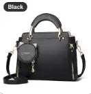 Schwarze Damen Handtasche mit Henkel und Schultergurt, modernes Design, inkl. Münzbörse, IsabellBoutique030