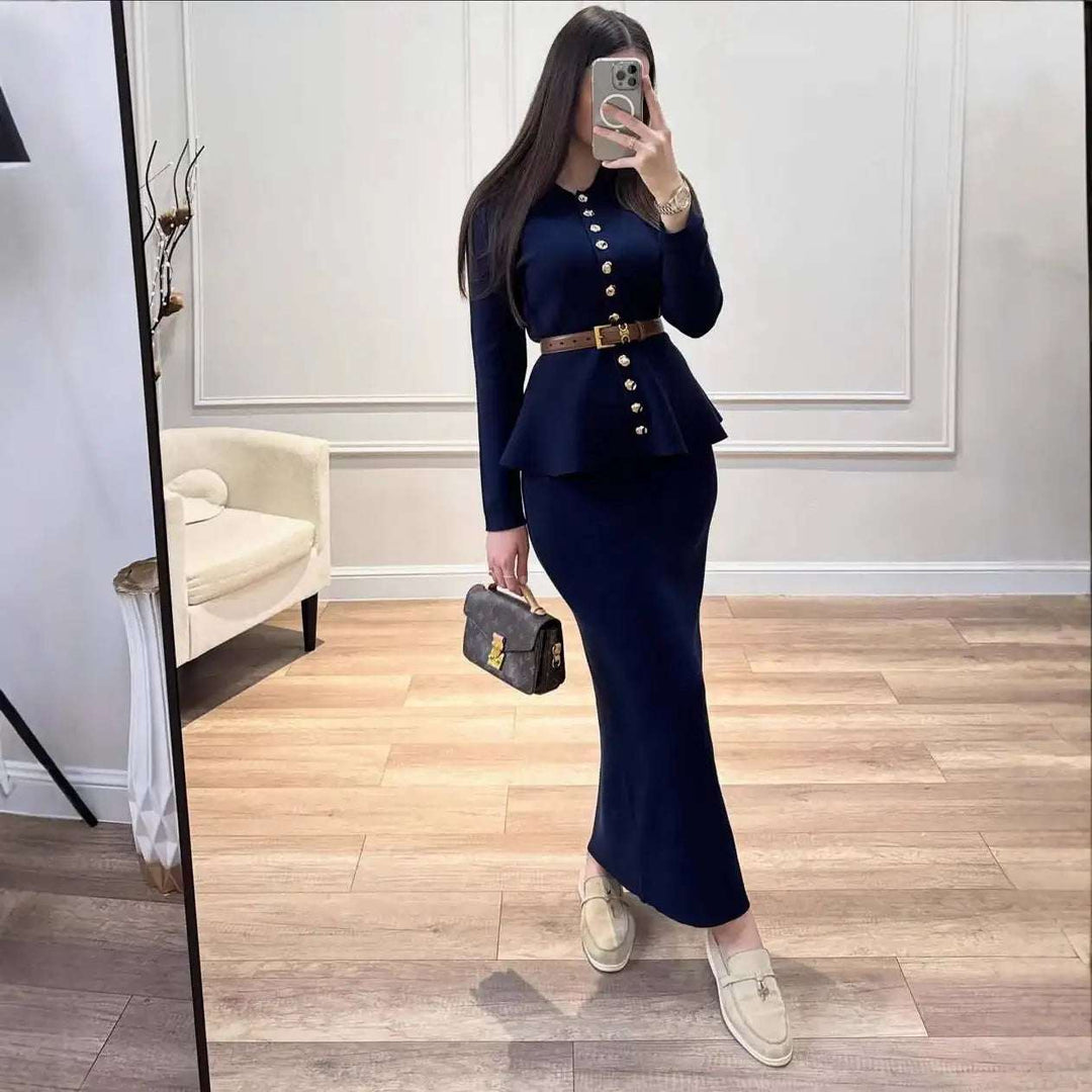 Eleganter taillierter Bodycon Mantel für Damen mit Knöpfen und Midilänge
