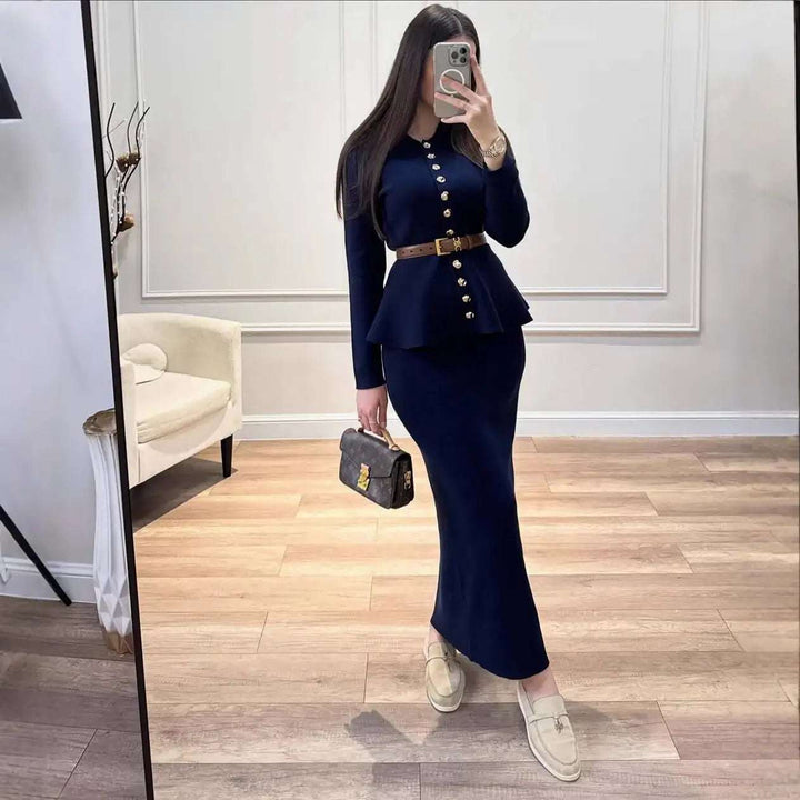 Eleganter taillierter Bodycon Mantel für Damen mit Knöpfen und Midilänge