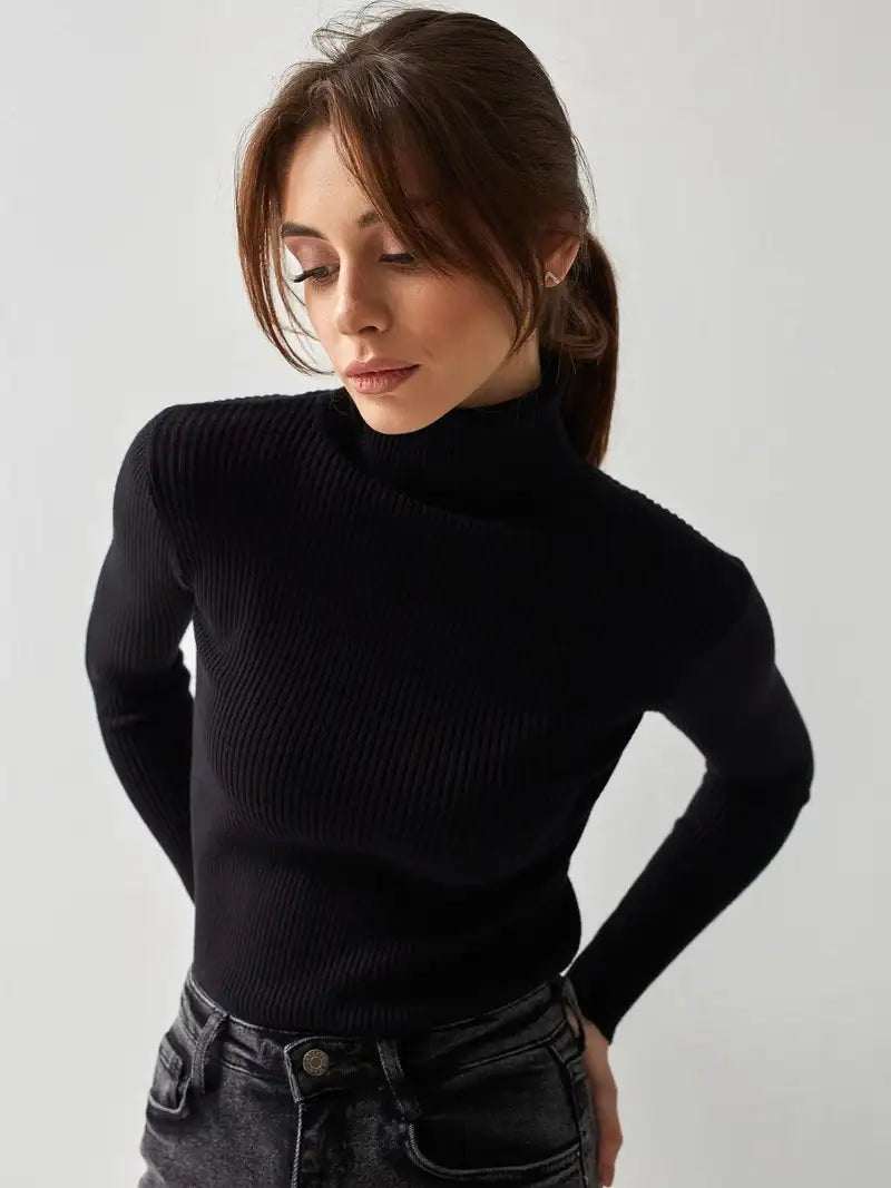 klassischer Damen Strickpullover mit Rollkragen elegant und vielseitig in verschiedenen Farben