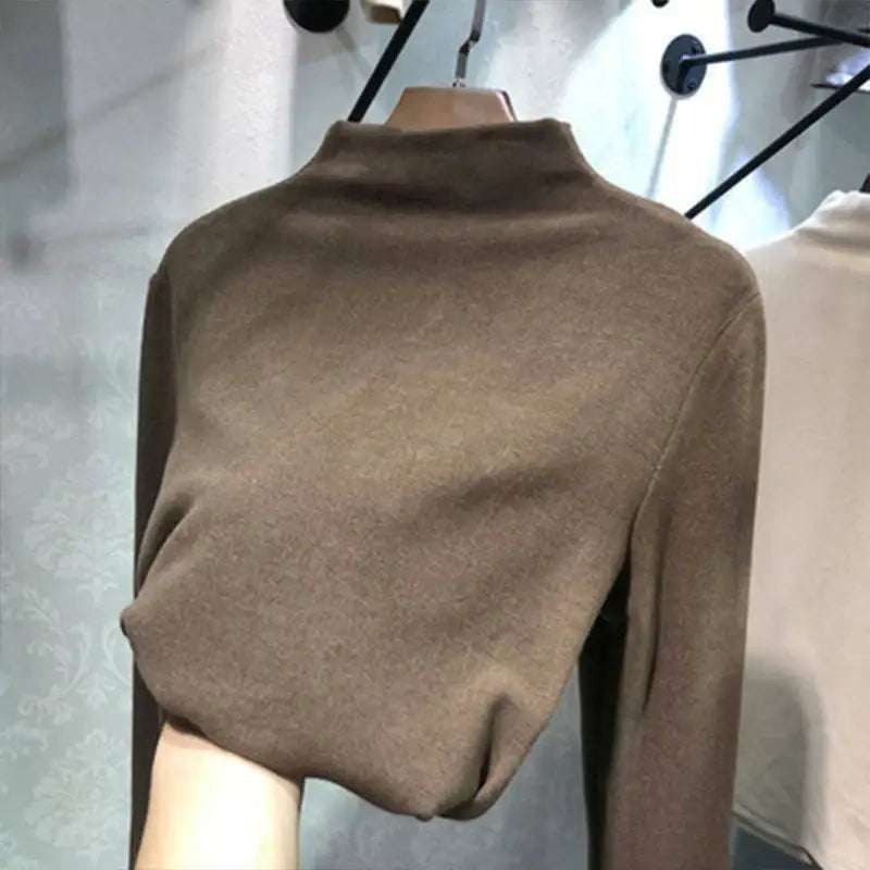 Brauner Rollkragenpullover, Langarm, Damenmode, Pullover, Strickpullover, IsabellBoutique030