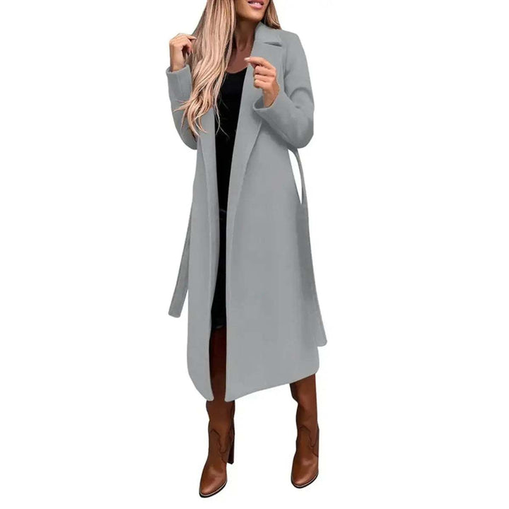 eleganter Damen Wollmantel mit V-Ausschnitt und Schnürdetail in verschiedenen Farben