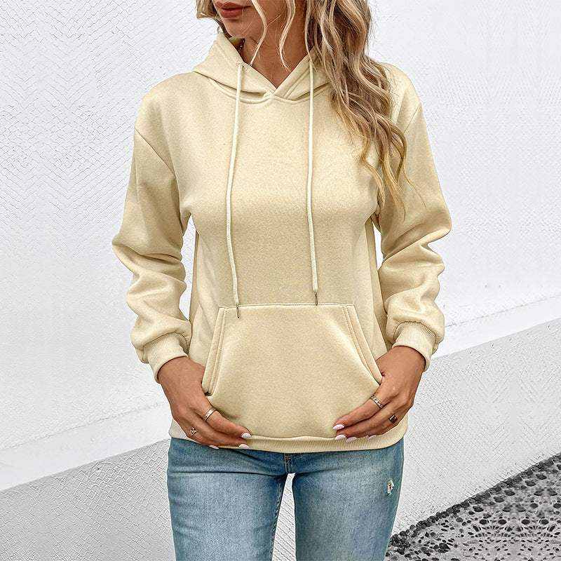 Aprikosefarbener grenzüberschreitender Langarm Hoodie mit praktischem Design und italienischem Casual-Style