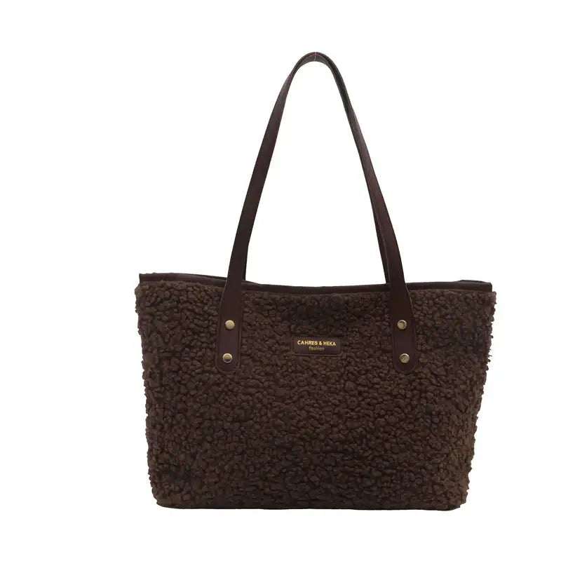 Modische, flauschige Damen-Schultertasche aus weichem Material, vielseitig und farbenfroh für die kühle Jahreszeit