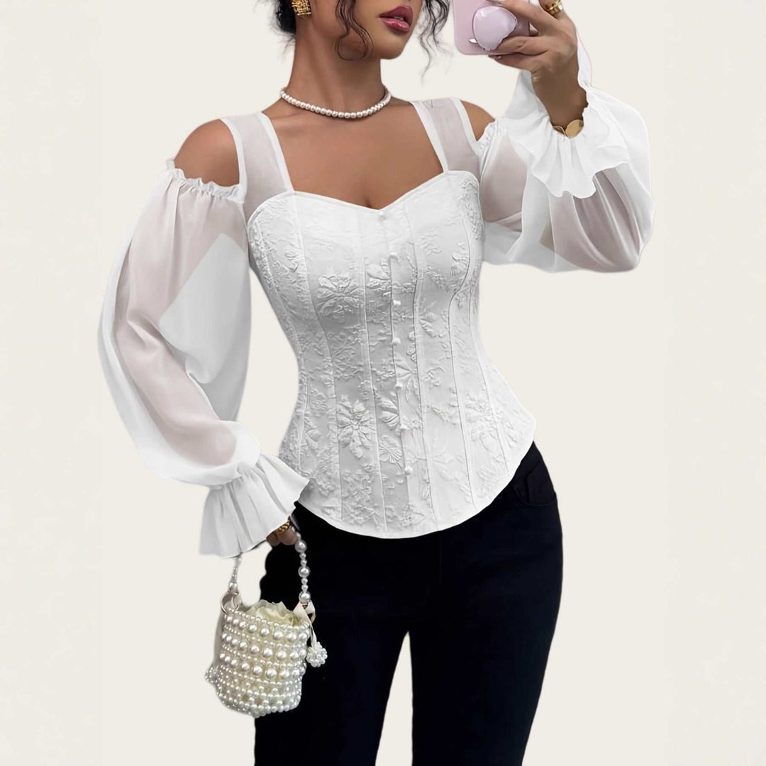 Modische Damen Bluse mit Puffärmeln und lockerem Sitz im Business-Casual-Stil
