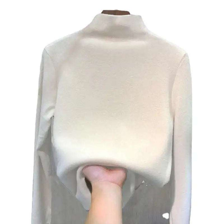 Cremefarbener Rollkragenpullover aus Strick mit langen Ärmeln, Damenmode, IsabellBoutique030