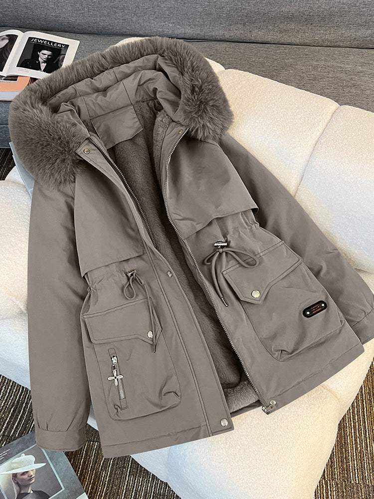 Damen Winterjacke mit Fellkragen in verschiedenen Farben, warm und elegant für kalte Tage