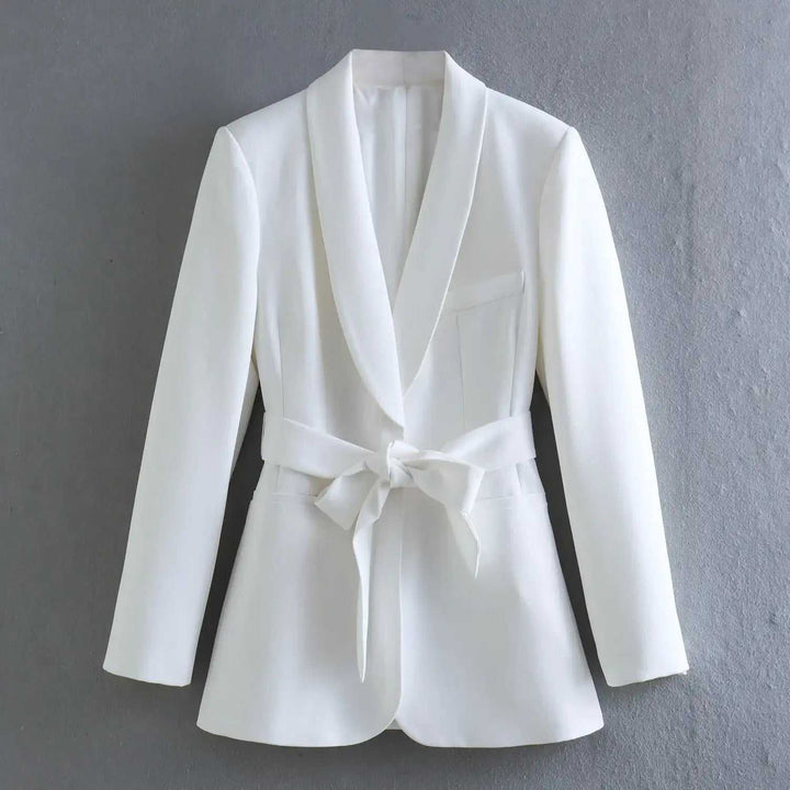 Eleganter Damen Casual-Anzug mit Gürtel, Blazer und Hose für Büro und Events