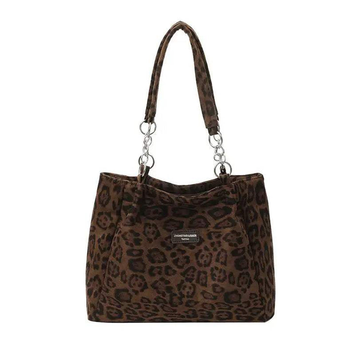 Trendige Damen Tote Bag Leopardenmuster aus PU-Leder in quadratischer Form mit Innen-Steckfach