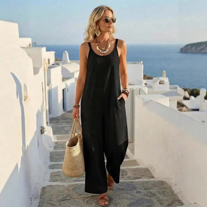 Sommerlicher Damen Einteiler mit weitem Bein in verschiedenen Farben für eleganten und bequemen Sommerlook