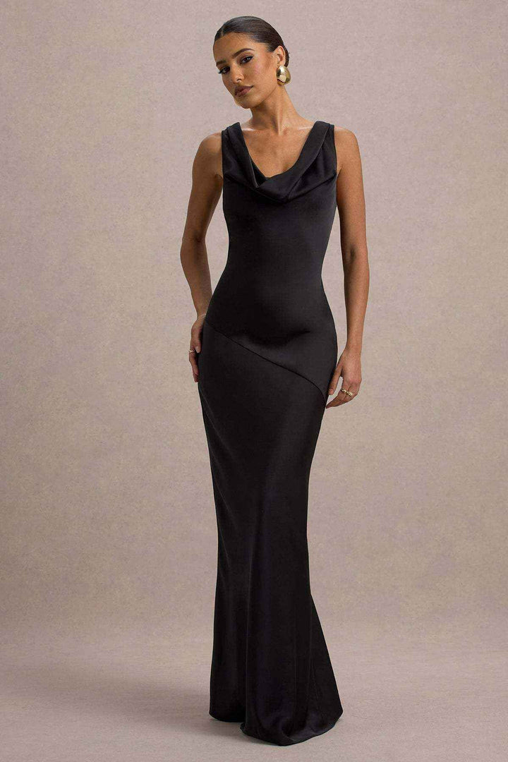 Elegantes, rückenfreies Meerjungfrau-Kleid aus hochwertigem Premium-Satin in Slim-Fit-Schnitt