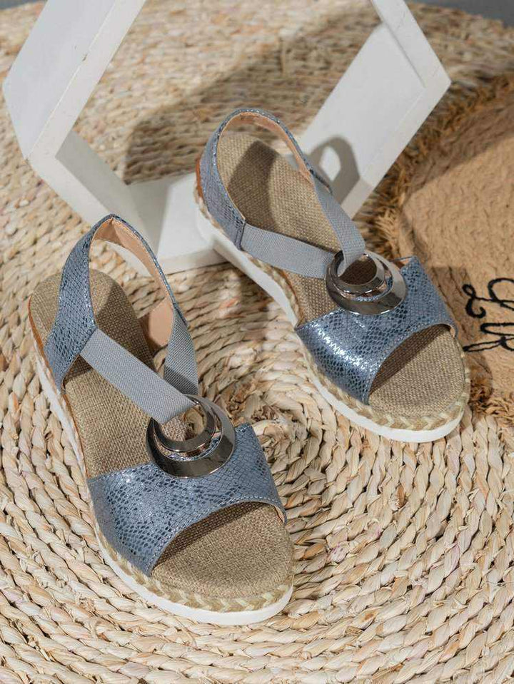 Sommerliche Damen Keilsandalen mit Hanfseil-Design und Peep-Toe in verschiedenen Farben