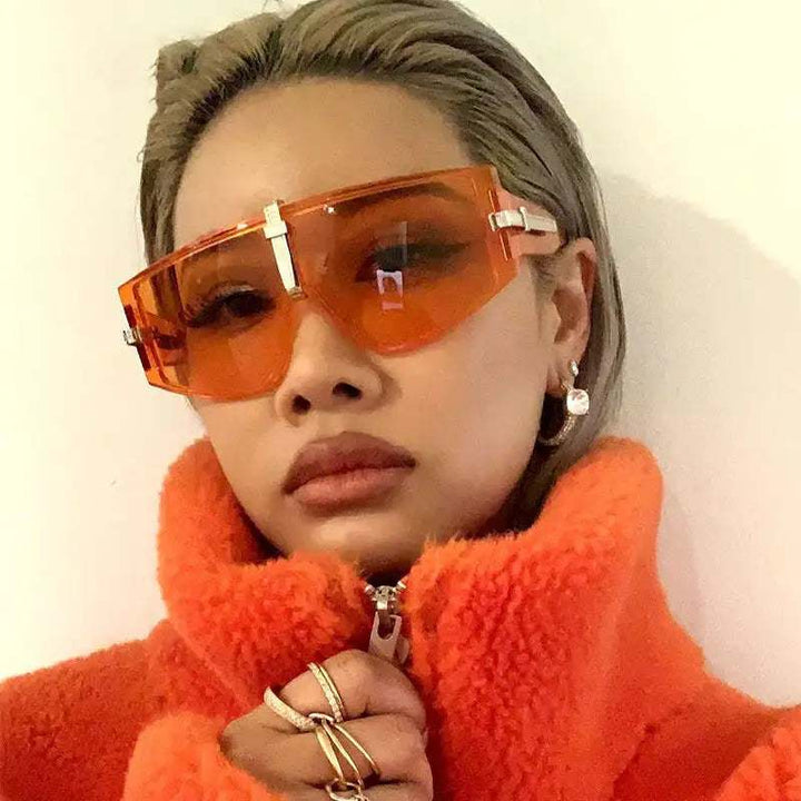 Orange Fahrrad-Schutzbrille mit UV400-Schutz und Vintage-Design für Damen