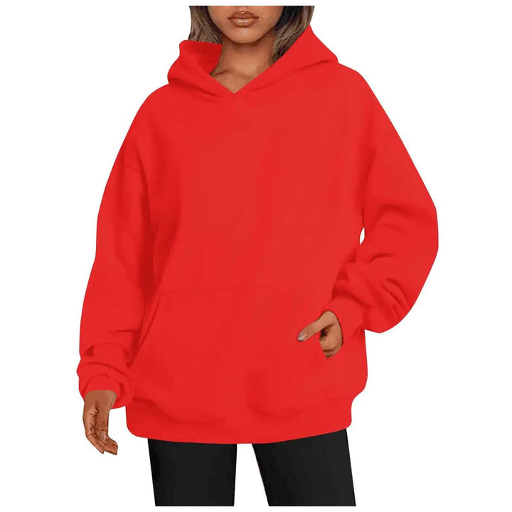 Damen Hoodie im Oversize-Stil mit Kapuze und praktischen Taschen