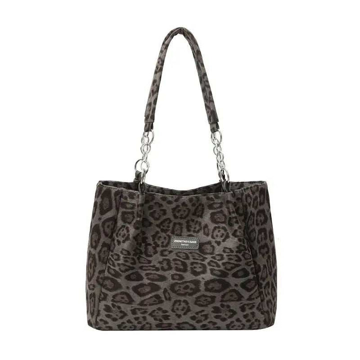 Tote Bag Leopardenmuster Damen aus PU-Leder in quadratischer Form, modern und stilvoll mit Innen-Steckfach