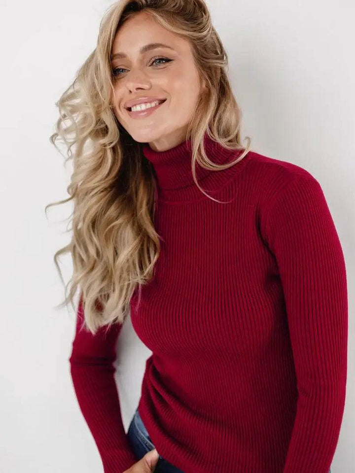 klassischer Damen Strickpullover mit Rollkragen in verschiedenen Farben und urbanem Stil