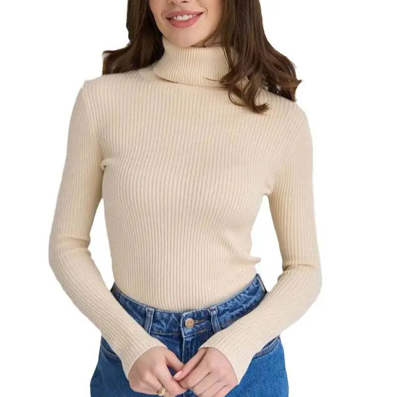 klassischer Damen Strickpullover mit Rollkragen in verschiedenen Farben und urbanem Stil