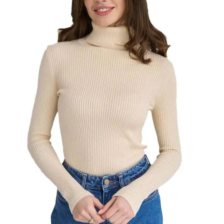klassischer Damen Strickpullover mit Rollkragen in verschiedenen Farben und urbanem Stil