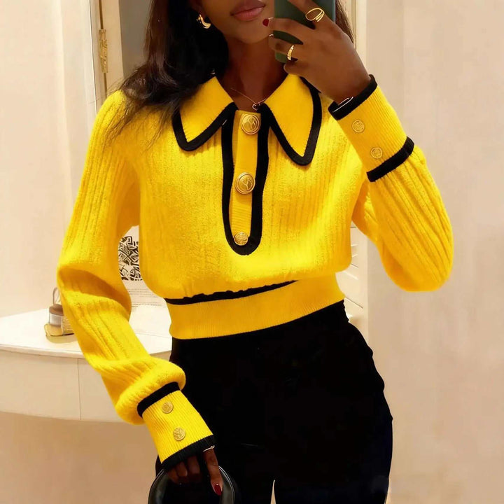 Designer-inspirierter Damen Pullover im auffälligen Colorblock-Design mit lockerem Schnitt für Herbst und Winter