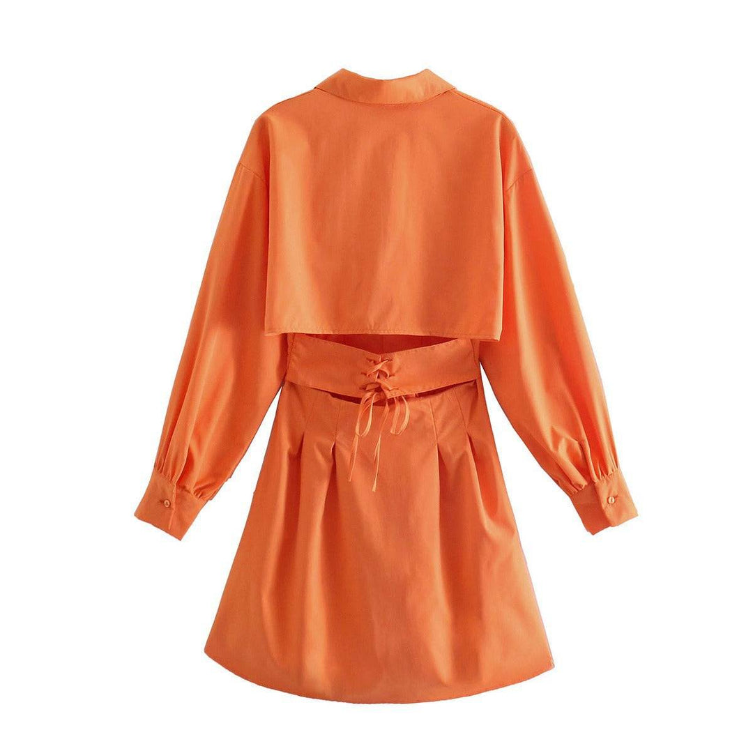 Hemdblusenkleid mit Rückenschnürung, A-Linien-Schnitt und klassischem POLO-Kragen in elegantem Design