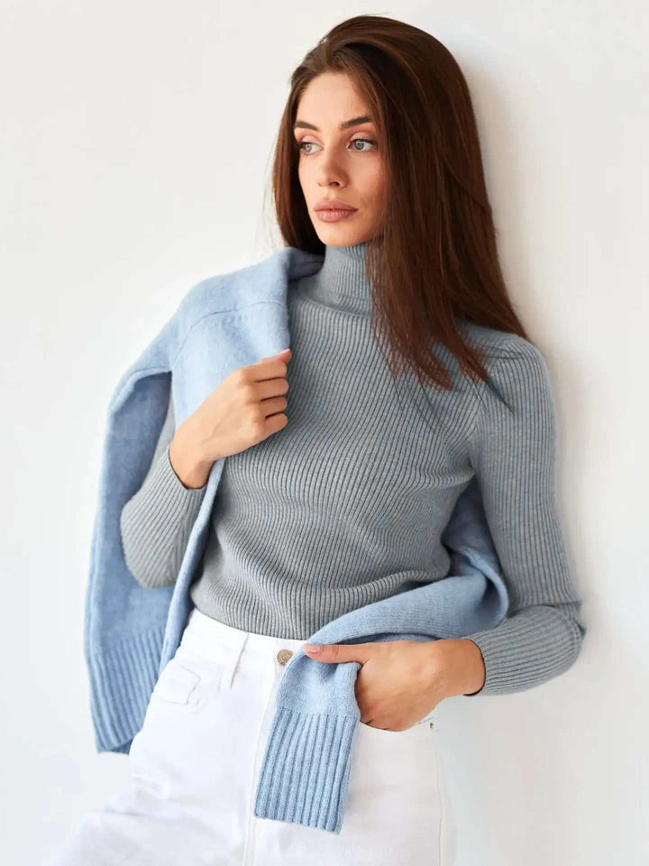 klassischer Damen Strickpullover mit Rollkragen in verschiedenen Farben und hochwertigem Chemiefaser-Mischgewebe