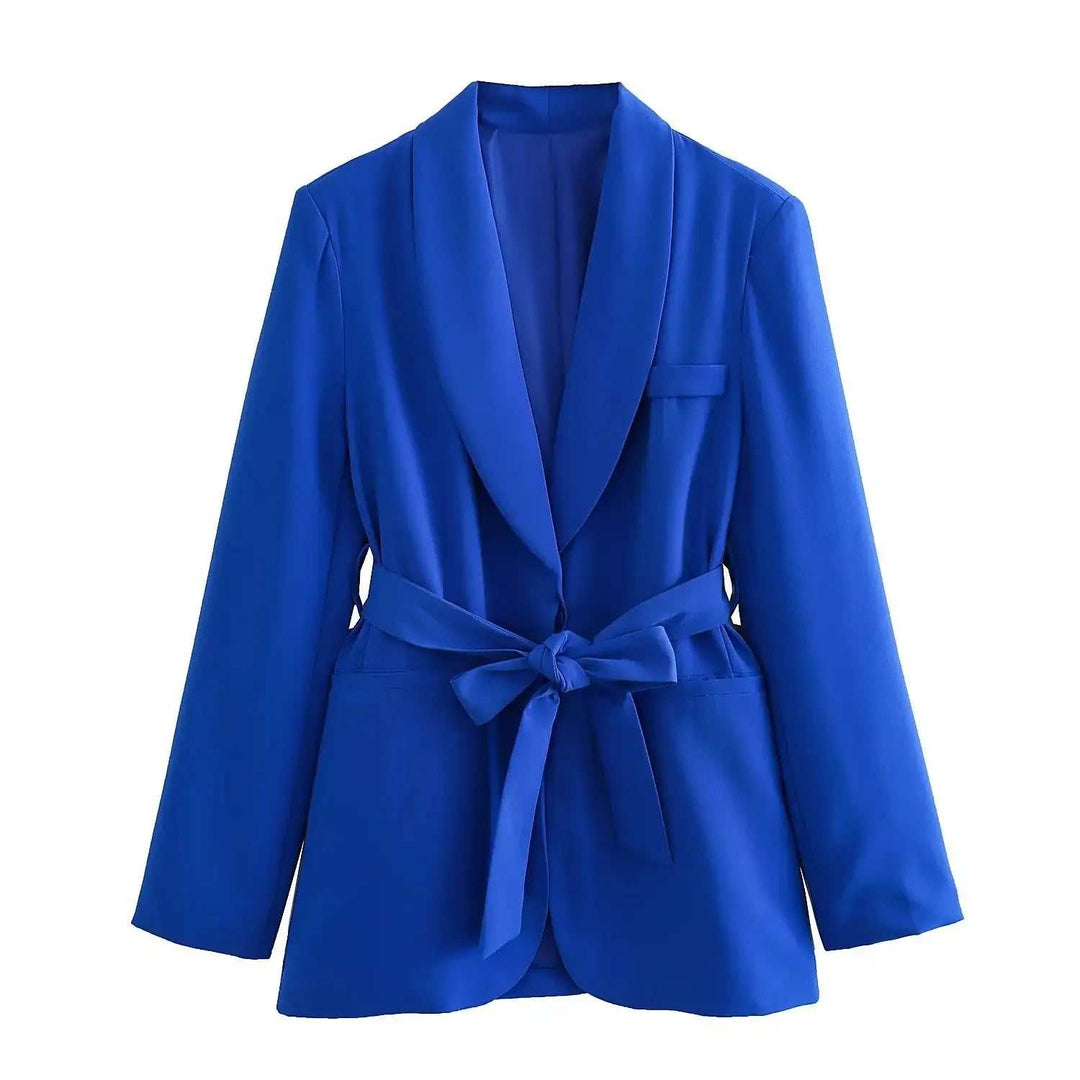 Eleganter Damen Casual-Anzug mit Gürtel, Blazer und Hose für Büro und Alltag