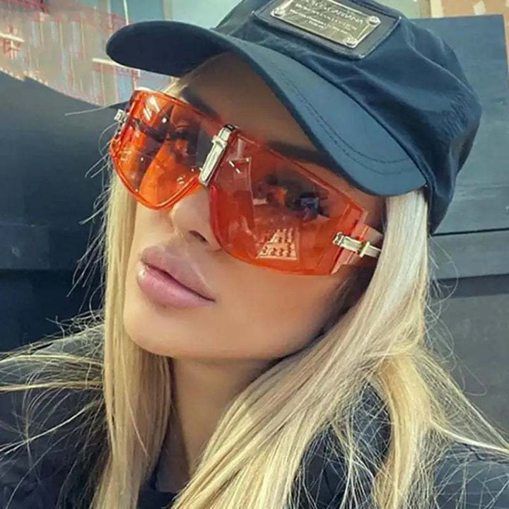 Orange Fahrrad-Schutzbrille mit UV400 Schutz und Vintage-Design für Damen