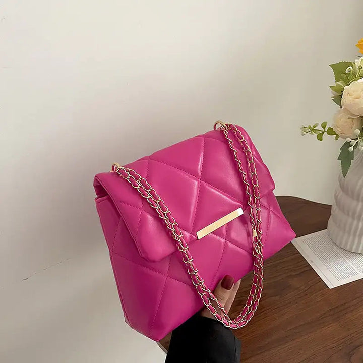 Schlichte tragbare Crossbody-Tasche mit Diamantstickerei und Kettenriemen in elegantem Design