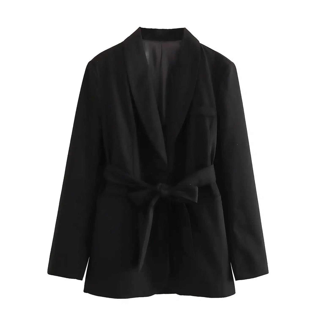 Eleganter Damen Casual-Anzug mit Gürtel, Blazer und Hose, ideal für Büro und besondere Anlässe