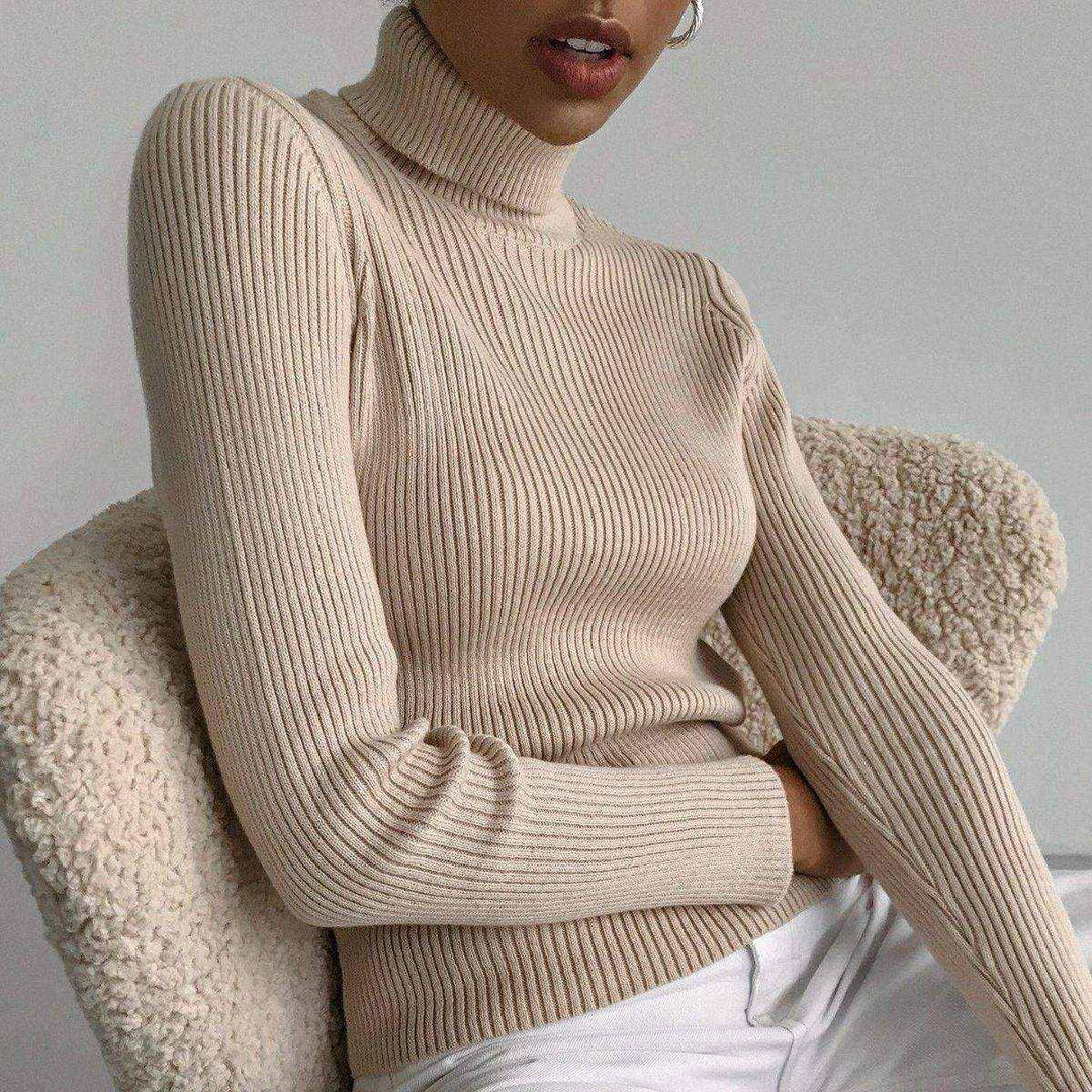 klassischer Damen Strickpullover mit Rollkragen in verschiedenen Farben und hochwertigem Chemiefaser-Mischgewebe