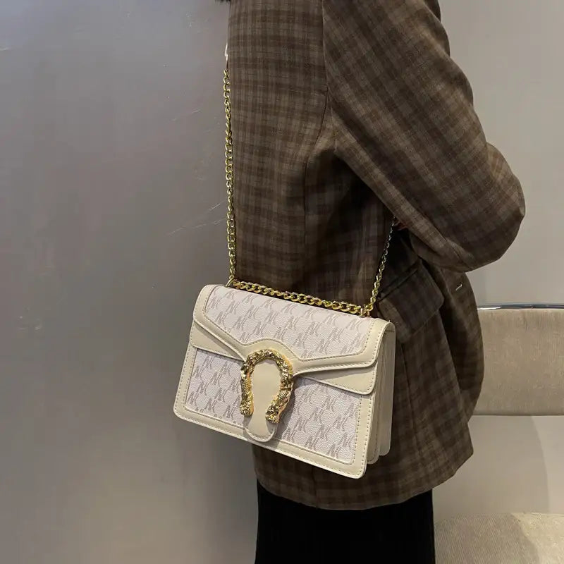Damen Casual Ein-Schulter Umhängetasche aus PU-Material in Schwarz und Beige, kompakt und elegant für Freizeit und Reisen