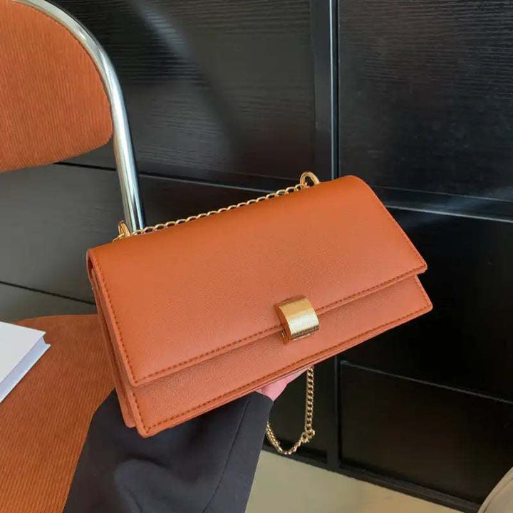 Kleine quadratische Damen-Umhängetasche im koreanischen Stil mit Kettenriemen aus PU-Kunstleder