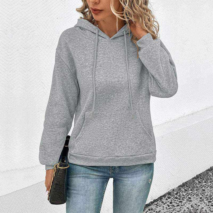 Grenzüberschreitender Langarm Hoodie in Aprikose mit praktische Taschen und italienischem Casual-Style