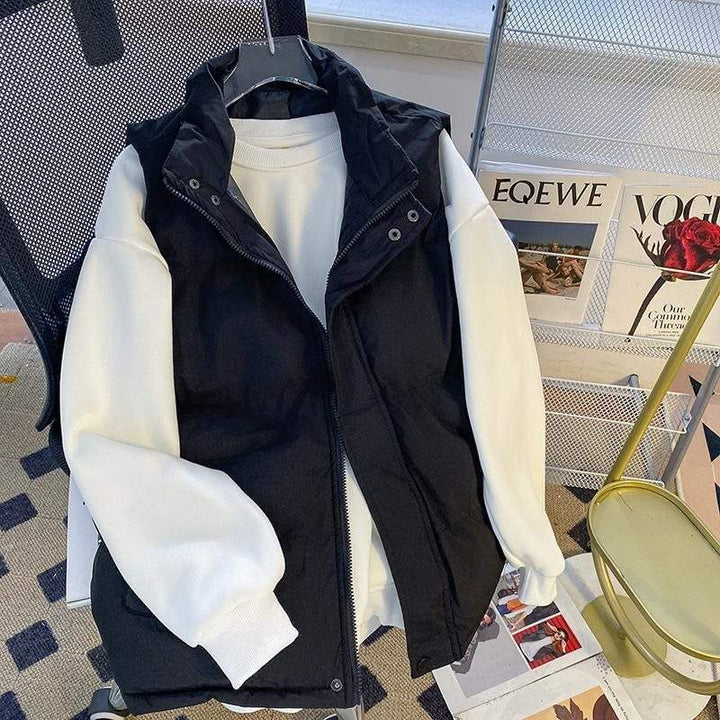 Damen Westejacke mit Stehkragen und gestreiftem Muster in lockerer Passform