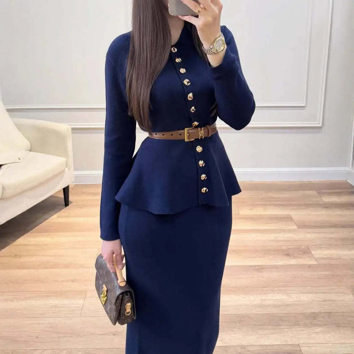 Eleganter taillierter Bodycon Mantel mit Knöpfen in Midilänge für Damen