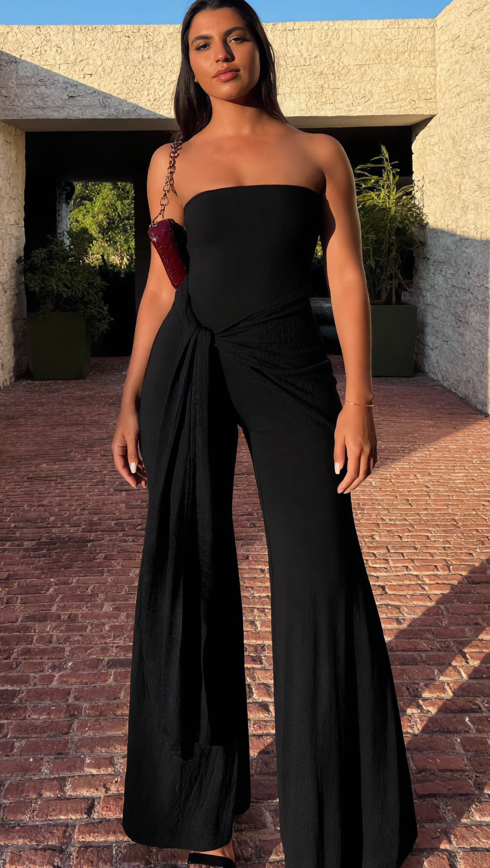 Eleganter Damen trägerloser Jumpsuit in Schwarz für Alltag und Freizeit