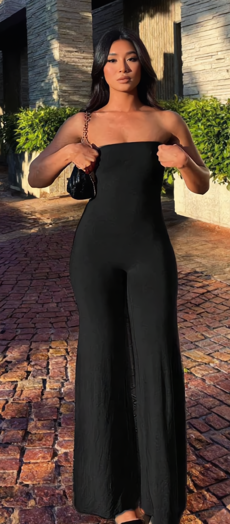 Eleganter Damen trägerloser Jumpsuit in Schwarz für Alltag und Freizeit